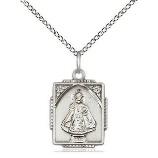 Sterling Silver Infant of Prague Medal Religious Jewelry Engraved Catholic Saint Jewelry