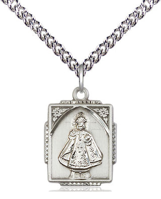 Sterling Silver Infant of Prague Medal Religious Jewelry Engraved Catholic Saint Jewelry