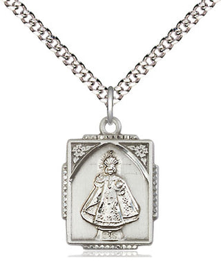 Sterling Silver Infant of Prague Medal Religious Jewelry Engraved Catholic Saint Jewelry