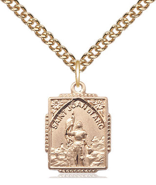 14kt Gold Saint Joan of Arc Medal Engraved Catholic Saint Jewelry