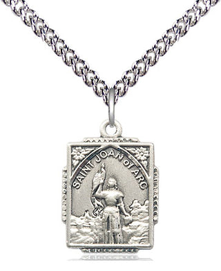 Sterling Silver Saint Joan of Arc Medal Religious Jewelry Engraved Catholic Saint Jewelry