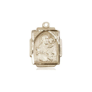 14kt Gold Saint Joseph Medal Engraved Catholic Saint Jewelry