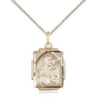 14kt Gold Saint Joseph Medal Engraved Catholic Saint Jewelry