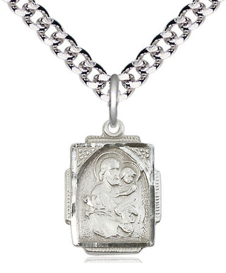 Pewter Saint Joseph Medal Religious Jewelry Engraved Catholic Saint Jewelry