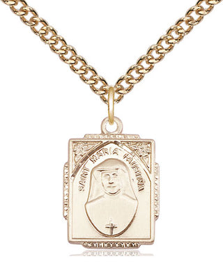 14kt Gold Filled Saint Maria Faustina Medal Religious Jewelry Engraved Catholic Saint Jewelry