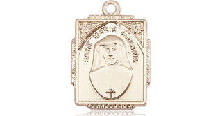 14kt Gold Saint Maria Faustina Medal Engraved Catholic Saint Jewelry