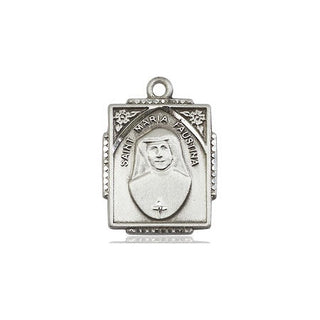 Sterling Silver Saint Maria Faustina Medal Religious Jewelry Engraved Catholic Saint Jewelry