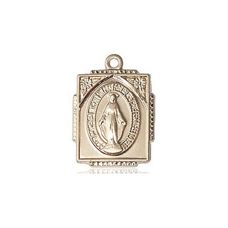 14kt Gold Miraculous Medal Engraved Catholic Saint Jewelry