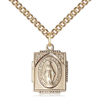 14kt Gold Miraculous Medal Engraved Catholic Saint Jewelry