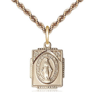 14kt Gold Miraculous Medal Engraved Catholic Saint Jewelry