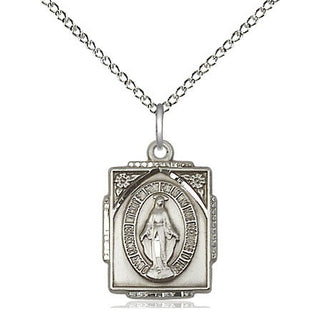 Sterling Silver Miraculous Medal Religious Jewelry Engraved Catholic Saint Jewelry