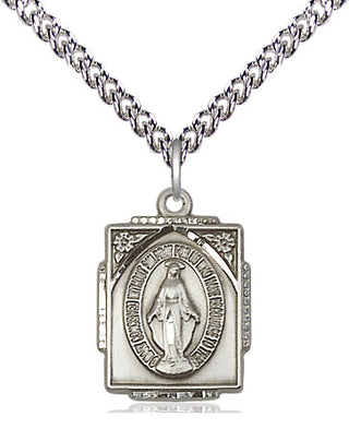 Sterling Silver Miraculous Medal Religious Jewelry Engraved Catholic Saint Jewelry