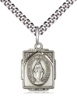 Sterling Silver Miraculous Medal Religious Jewelry Engraved Catholic Saint Jewelry