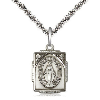 Sterling Silver Miraculous Medal Religious Jewelry Engraved Catholic Saint Jewelry