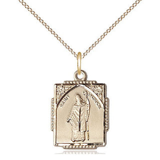 14kt Gold Saint Patrick Medal Engraved Catholic Saint Jewelry