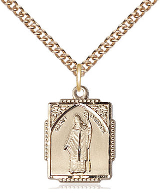 14kt Gold Saint Patrick Medal Engraved Catholic Saint Jewelry