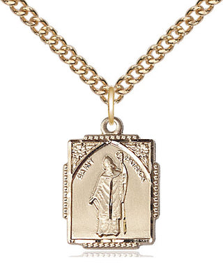 14kt Gold Saint Patrick Medal Engraved Catholic Saint Jewelry