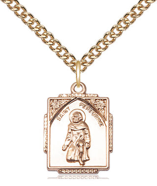 14kt Gold Saint Peregrine Medal Engraved Catholic Saint Jewelry