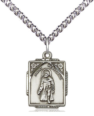 Sterling Silver Saint Peregrine Medal Religious Jewelry Engraved Catholic Saint Jewelry