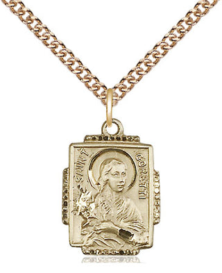 14kt Gold Saint Maria Goretti Medal Engraved Catholic Saint Jewelry