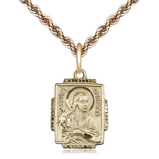 14kt Gold Saint Maria Goretti Medal Engraved Catholic Saint Jewelry