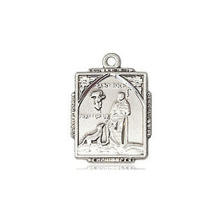 Sterling Silver Saint Roch Medal Religious Jewelry Engraved Catholic Saint Jewelry
