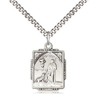 Sterling Silver Saint Roch Medal Religious Jewelry Engraved Catholic Saint Jewelry