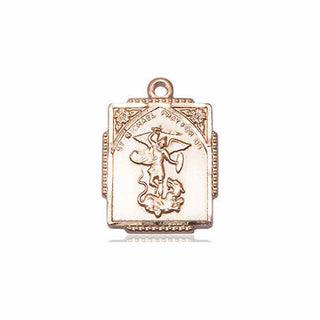 14kt Gold Saint Michael the Archangel Medal Engraved Catholic Saint Jewelry