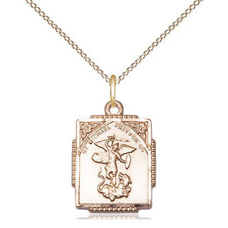 14kt Gold Saint Michael the Archangel Medal Engraved Catholic Saint Jewelry