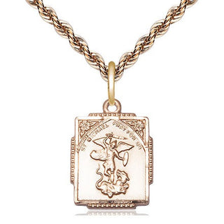 14kt Gold Saint Michael the Archangel Medal Engraved Catholic Saint Jewelry