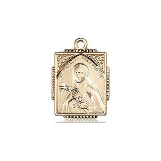 14kt Gold Filled Saint Therese Medal Engraved Catholic Saint Jewelry