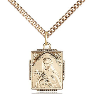14kt Gold Filled Saint Therese Medal Religious Jewelry Engraved Catholic Saint Jewelry