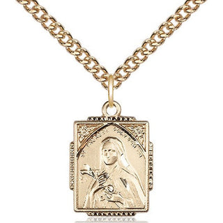 14kt Gold Filled Saint Therese Medal Religious Jewelry Engraved Catholic Saint Jewelry