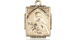 14kt Gold Saint Therese Medal Engraved Catholic Saint Jewelry