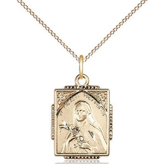 14kt Gold Saint Therese Medal Engraved Catholic Saint Jewelry