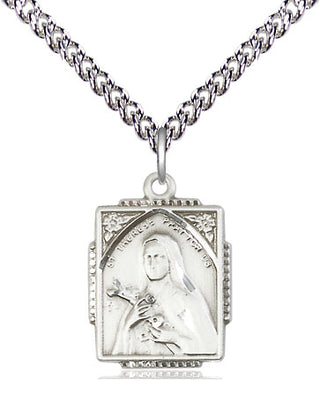 Sterling Silver Saint Therese Medal Religious Jewelry Engraved Catholic Saint Jewelry