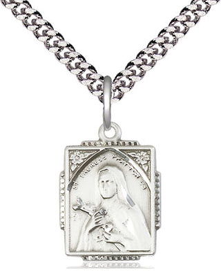 Sterling Silver Saint Therese Medal Religious Jewelry Engraved Catholic Saint Jewelry