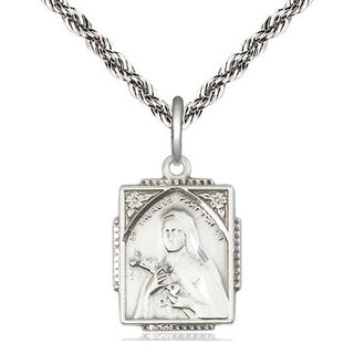 Sterling Silver Saint Therese Medal Religious Jewelry Engraved Catholic Saint Jewelry