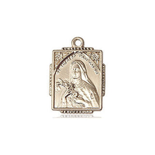 14kt Gold Filled Saint Theresa Medal Engraved Catholic Saint Jewelry