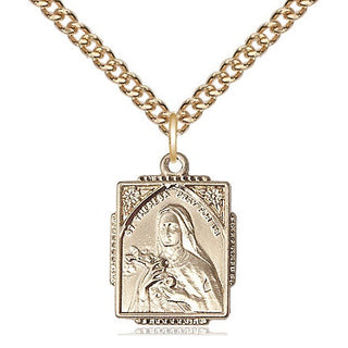 14kt Gold Filled Saint Theresa Medal Religious Jewelry Engraved Catholic Saint Jewelry