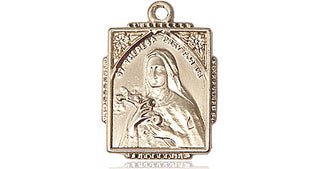 14kt Gold Saint Theresa Medal Engraved Catholic Saint Jewelry