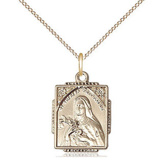 14kt Gold Saint Theresa Medal Engraved Catholic Saint Jewelry