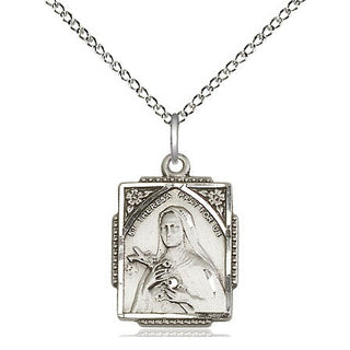 Sterling Silver Saint Theresa Medal Religious Jewelry Engraved Catholic Saint Jewelry