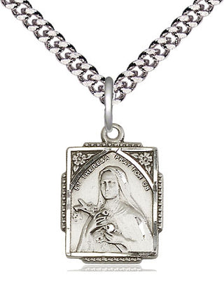 Sterling Silver Saint Theresa Medal Religious Jewelry Engraved Catholic Saint Jewelry