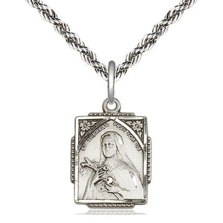 Sterling Silver Saint Theresa Medal Religious Jewelry Engraved Catholic Saint Jewelry