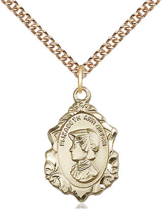 14kt Gold Filled Saint Elizabeth Ann Seton Medal Religious Jewelry Engraved Catholic Saint Jewelry