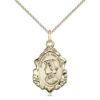 14kt Gold Saint Elizabeth Ann Seton Medal Engraved Catholic Saint Jewelry