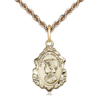 14kt Gold Saint Elizabeth Ann Seton Medal Engraved Catholic Saint Jewelry