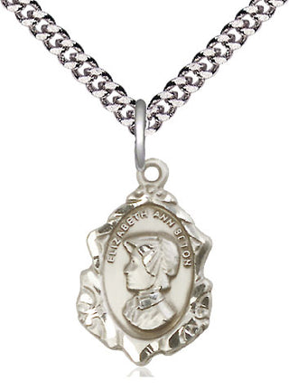 Sterling Silver Saint Elizabeth Ann Seton Medal Religious Jewelry Engraved Catholic Saint Jewelry