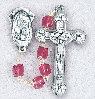 Amethyst Tin Cut Square Bead Rosary